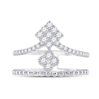 Load image into Gallery viewer, 10kt White Gold Womens Round Diamond Offset Square Fashion Ring 1/2 Cttw
