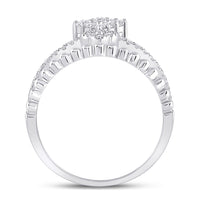 Load image into Gallery viewer, 10kt White Gold Womens Round Diamond Offset Square Fashion Ring 1/2 Cttw
