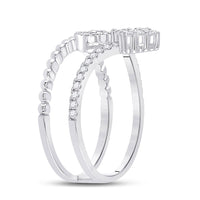 Load image into Gallery viewer, 10kt White Gold Womens Round Diamond Offset Square Fashion Ring 1/2 Cttw
