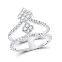 Load image into Gallery viewer, 10kt White Gold Womens Round Diamond Offset Square Fashion Ring 1/2 Cttw

