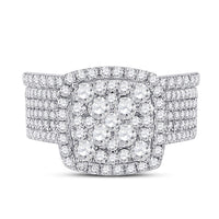 Load image into Gallery viewer, 14kt White Gold Round Diamond Bridal Wedding Ring Band Set 2 Cttw
