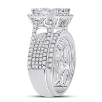 Load image into Gallery viewer, 14kt White Gold Round Diamond Bridal Wedding Ring Band Set 2 Cttw

