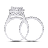 Load image into Gallery viewer, 14kt White Gold Round Diamond Bridal Wedding Ring Band Set 2 Cttw
