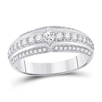 Load image into Gallery viewer, 14kt White Gold His Hers Round Diamond Halo Matching Wedding Set 2-1/3 Cttw
