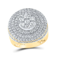 Load image into Gallery viewer, 14kt Yellow Gold Mens Round Diamond Circle Flower Cluster Ring 4-1/2 Cttw
