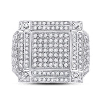 Load image into Gallery viewer, 14kt Yellow Gold Mens Round Diamond Square Cluster Ring 1-3/8 Cttw
