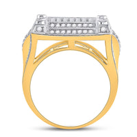 Load image into Gallery viewer, 14kt Yellow Gold Mens Round Diamond Square Cluster Ring 1-3/8 Cttw
