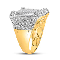 Load image into Gallery viewer, 14kt Yellow Gold Mens Round Diamond Square Cluster Ring 1-3/8 Cttw
