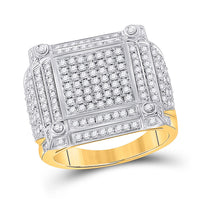 Load image into Gallery viewer, 14kt Yellow Gold Mens Round Diamond Square Cluster Ring 1-3/8 Cttw
