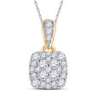 Load image into Gallery viewer, 14kt Yellow Gold Womens Round Diamond Square Pendant 1/2 Cttw
