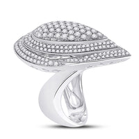 Load image into Gallery viewer, 14kt White Gold Womens Round Diamond Fashion Cluster Pear Ring 2-1/5 Cttw
