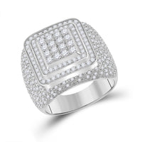 Load image into Gallery viewer, 14kt White Gold Mens Round Diamond Square Ring 1-7/8 Cttw
