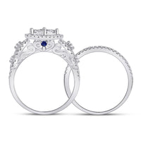 Load image into Gallery viewer, 14kt White Gold Round Diamond Bridal Wedding Ring Band Set 1 Cttw
