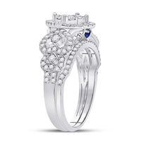 Load image into Gallery viewer, 14kt White Gold Round Diamond Bridal Wedding Ring Band Set 1 Cttw
