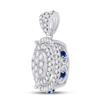 Load image into Gallery viewer, 14kt White Gold Womens Round Diamond Oval Cluster Pendant 1/2 Cttw
