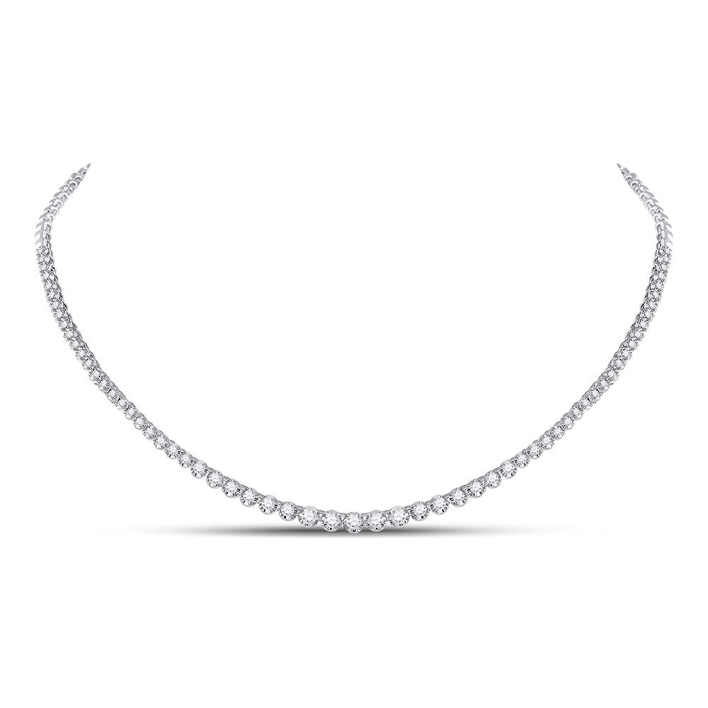 14kt White Gold Womens Round Diamond Graduated Fashion Necklace 2 Cttw