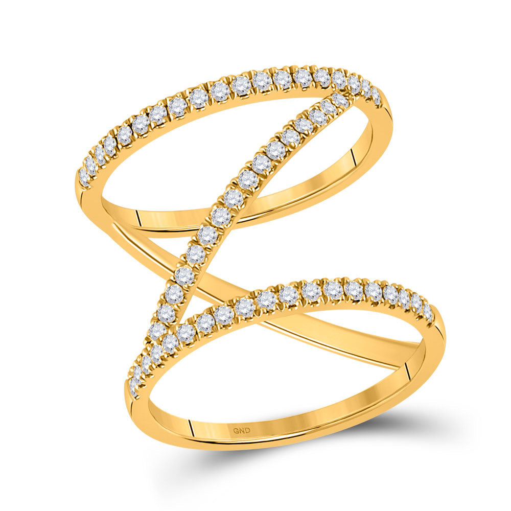 14kt Yellow Gold Womens Round Diamond Negative-Space Fashion Ring 1/2 Cttw