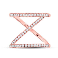 Load image into Gallery viewer, 14kt Rose Gold Womens Round Diamond Negative-Space Fashion Ring 1/2 Cttw
