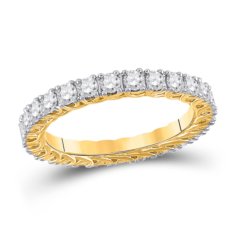 14kt Yellow Gold Womens Round Diamond Eternity Wedding Band 1-1/2 Cttw