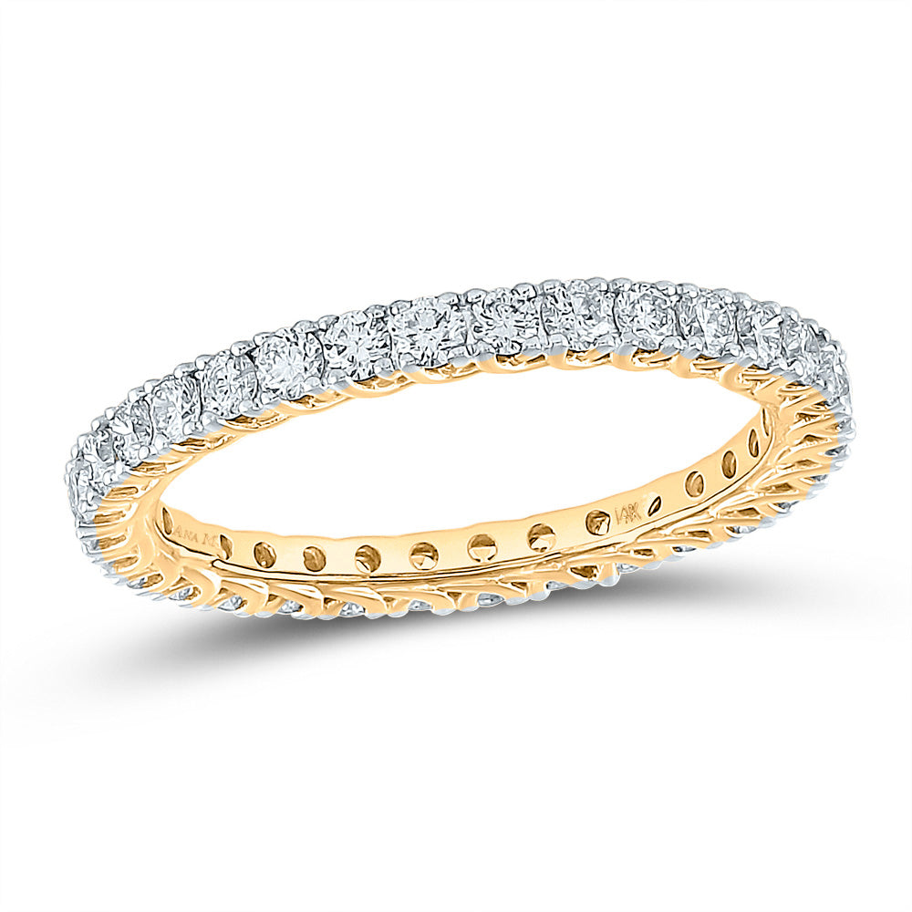 14kt Yellow Gold Womens Round Diamond Eternity Wedding Band 1 Cttw