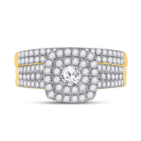Load image into Gallery viewer, 10kt Yellow Gold Round Diamond Bridal Wedding Ring Band Set 1 Cttw
