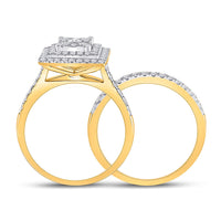 Load image into Gallery viewer, 10kt Yellow Gold Round Diamond Bridal Wedding Ring Band Set 1 Cttw
