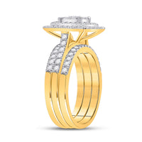 Load image into Gallery viewer, 10kt Yellow Gold Round Diamond Bridal Wedding Ring Band Set 1 Cttw
