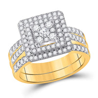 Load image into Gallery viewer, 10kt Yellow Gold Round Diamond Bridal Wedding Ring Band Set 1 Cttw
