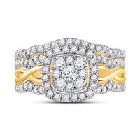 Load image into Gallery viewer, 10kt Yellow Gold Round Diamond Bridal Wedding Ring Band Set 1 Cttw
