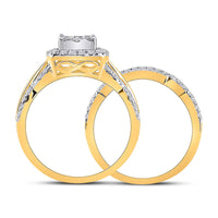 Load image into Gallery viewer, 10kt Yellow Gold Round Diamond Bridal Wedding Ring Band Set 1 Cttw
