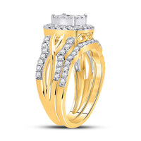 Load image into Gallery viewer, 10kt Yellow Gold Round Diamond Bridal Wedding Ring Band Set 1 Cttw
