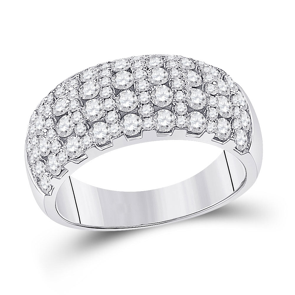 14kt White Gold Womens Round Diamond Cocktail Anniversary Ring 1-7/8 Cttw