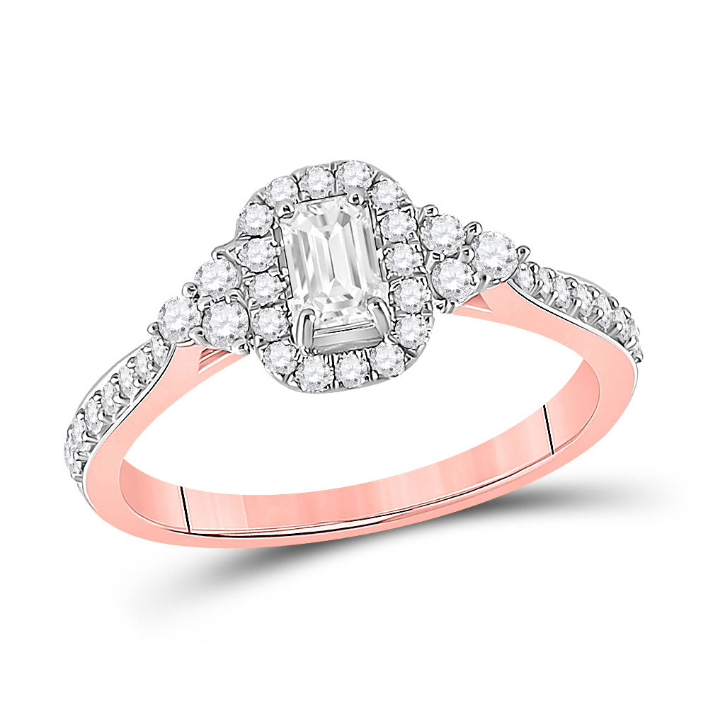 14kt Yellow Gold Emerald Diamond Solitaire Bridal Wedding Engagement Ring 3/4 Cttw