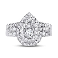 Load image into Gallery viewer, 10kt White Gold Round Diamond Bridal Wedding Ring Band Set 1 Cttw

