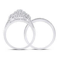 Load image into Gallery viewer, 10kt White Gold Round Diamond Bridal Wedding Ring Band Set 1 Cttw
