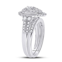 Load image into Gallery viewer, 10kt White Gold Round Diamond Bridal Wedding Ring Band Set 1 Cttw
