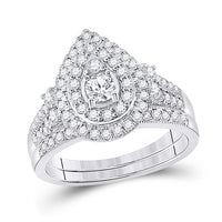 Load image into Gallery viewer, 10kt White Gold Round Diamond Bridal Wedding Ring Band Set 1 Cttw
