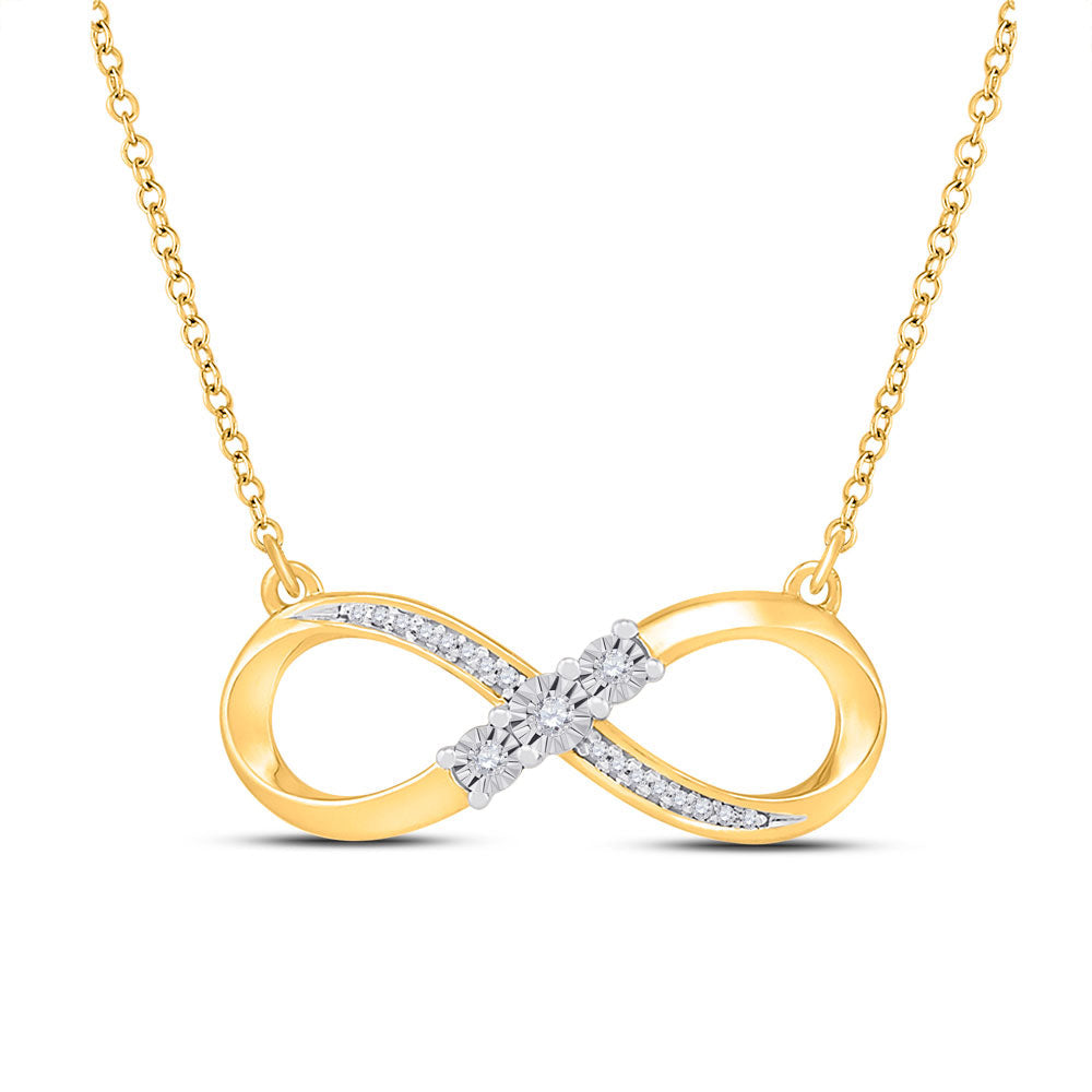 10kt Yellow Gold Womens Round Diamond Infinity Necklace 1/20 Cttw