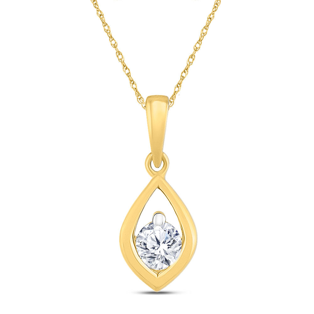 10kt Yellow Gold Womens Round Diamond Solitaire Pendant 1/6 Cttw
