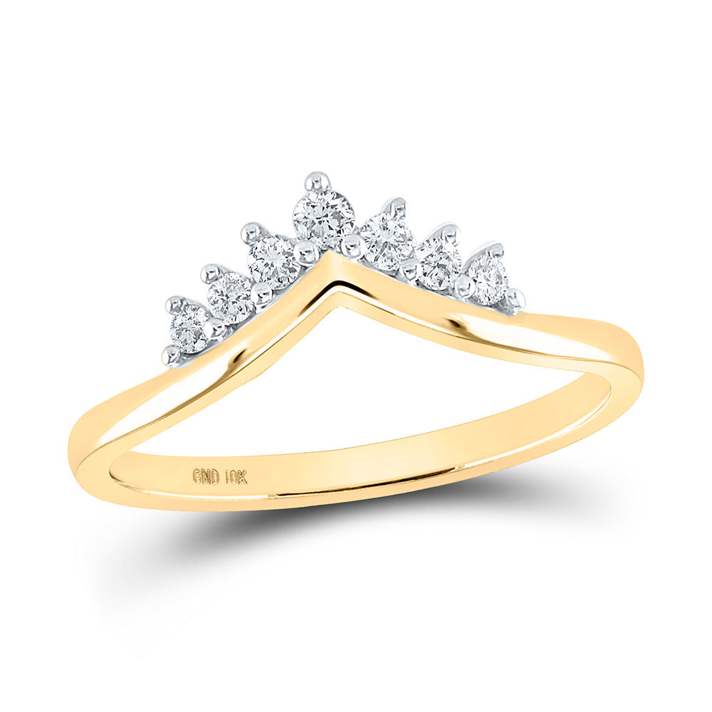 10kt Yellow Gold Womens Round Diamond Band Ring 1/6 Cttw