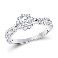 Load image into Gallery viewer, 14kt White Gold Round Diamond Solitaire Bridal Wedding Engagement Ring 1/2 Cttw
