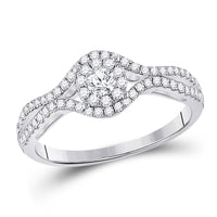Load image into Gallery viewer, 14kt White Gold Round Diamond Solitaire Bridal Wedding Engagement Ring 1/2 Cttw
