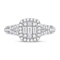 Load image into Gallery viewer, 14kt White Gold Baguette Diamond Cluster Bridal Wedding Engagement Ring 5/8 Cttw
