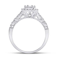 Load image into Gallery viewer, 14kt White Gold Baguette Diamond Cluster Bridal Wedding Engagement Ring 5/8 Cttw
