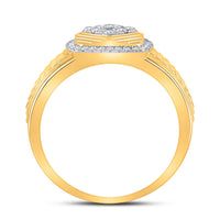 Load image into Gallery viewer, 10kt Yellow Gold Mens Round Diamond Ribbed Square Cluster Ring 1/2 Cttw
