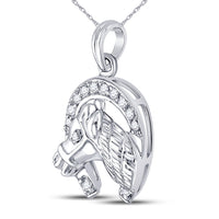 Load image into Gallery viewer, 10kt White Gold Womens Round Diamond Lucky Horseshoe Charm Pendant 1/10 Cttw
