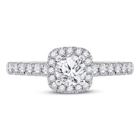 Load image into Gallery viewer, 14kt White Gold Round Diamond Halo Bridal Wedding Engagement Ring 1 Cttw
