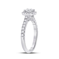 Load image into Gallery viewer, 14kt White Gold Round Diamond Halo Bridal Wedding Engagement Ring 1 Cttw

