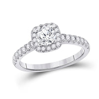 Load image into Gallery viewer, 14kt White Gold Round Diamond Halo Bridal Wedding Engagement Ring 1 Cttw
