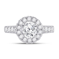 Load image into Gallery viewer, 14kt White Gold Round Diamond Halo Bridal Wedding Engagement Ring 1-5/8 Cttw
